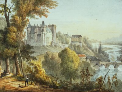 View of the Bridge at Jurancon and Chateau Pau by Jean Joseph Jules Defer
